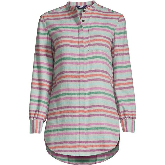 Lands End Womens Flannel A-Line Long Sleeve Tunic Multicolored Long Sleeve M - Picture 16 of 16